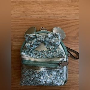 Aqua Sequin Disney Parks Frozen Loungefly Wristlet